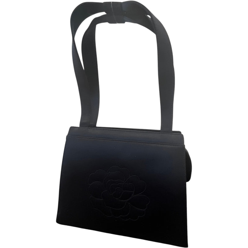Women's Vintage Camellia Satin Bag Black