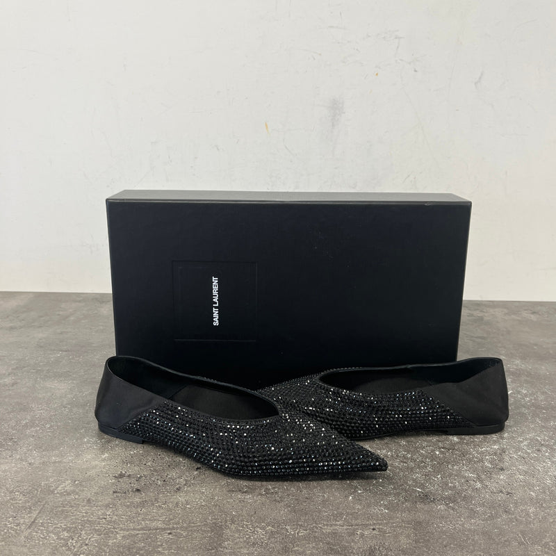 Women's Nour Satin Crepe Rhinestone Mules Black Size UK 4 / EU 37