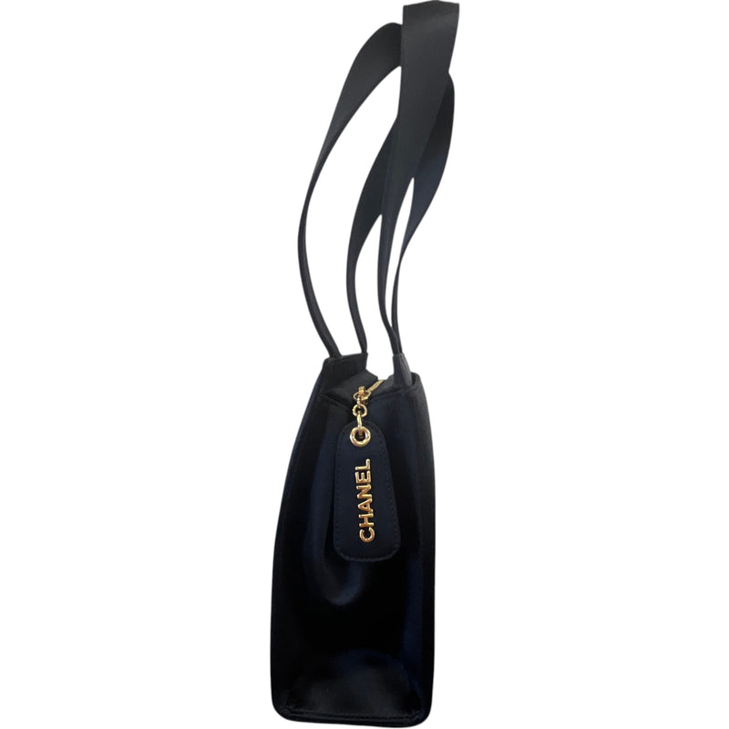 Women's Vintage Camellia Satin Bag Black