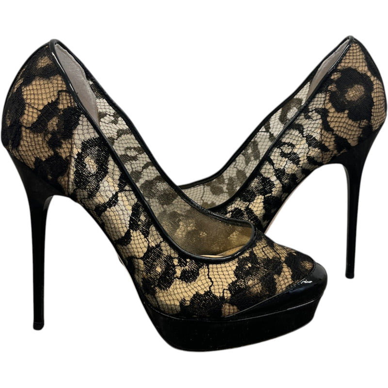Women's Lace Platform Heels Black Size UK 3 / EU 36