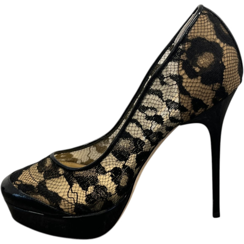 Women's Lace Platform Heels Black Size UK 3 / EU 36