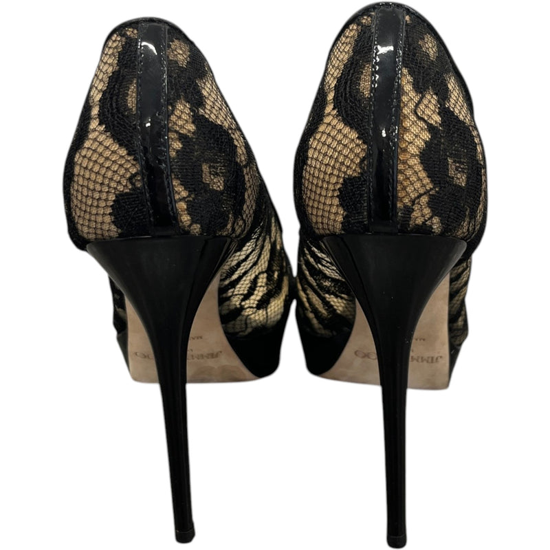 Women's Lace Platform Heels Black Size UK 3 / EU 36