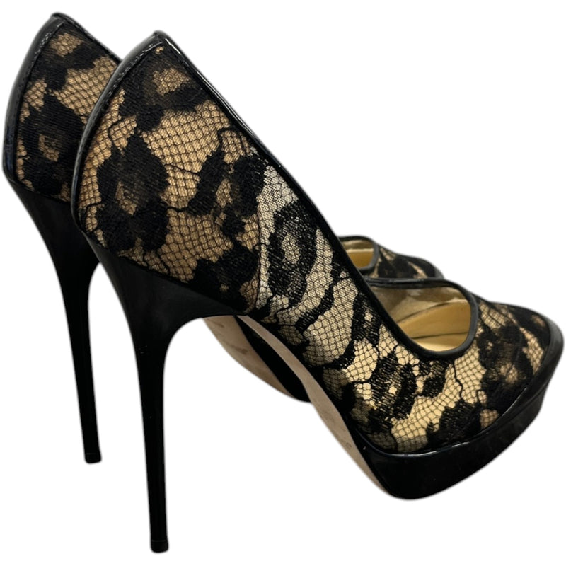 Women's Lace Platform Heels Black Size UK 3 / EU 36