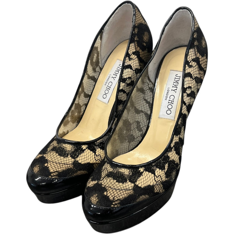 Women's Lace Platform Heels Black Size UK 3 / EU 36