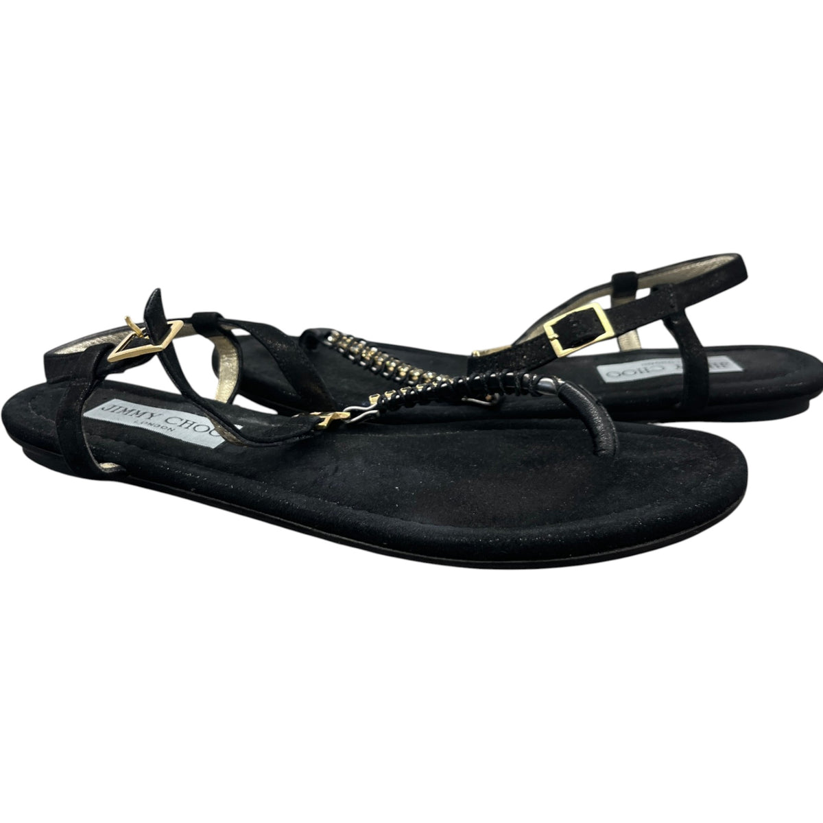 Women's Flat Thong Embellished Sandals Black Size UK 3.5 / EU 36.5 - Photo 2