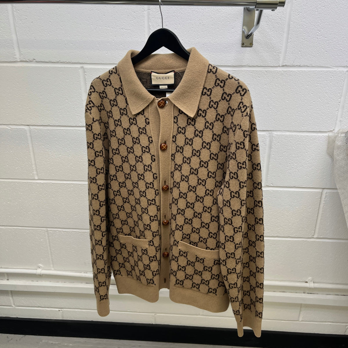 Men's GG Supreme Cardigan Beige Size XL - Photo 8