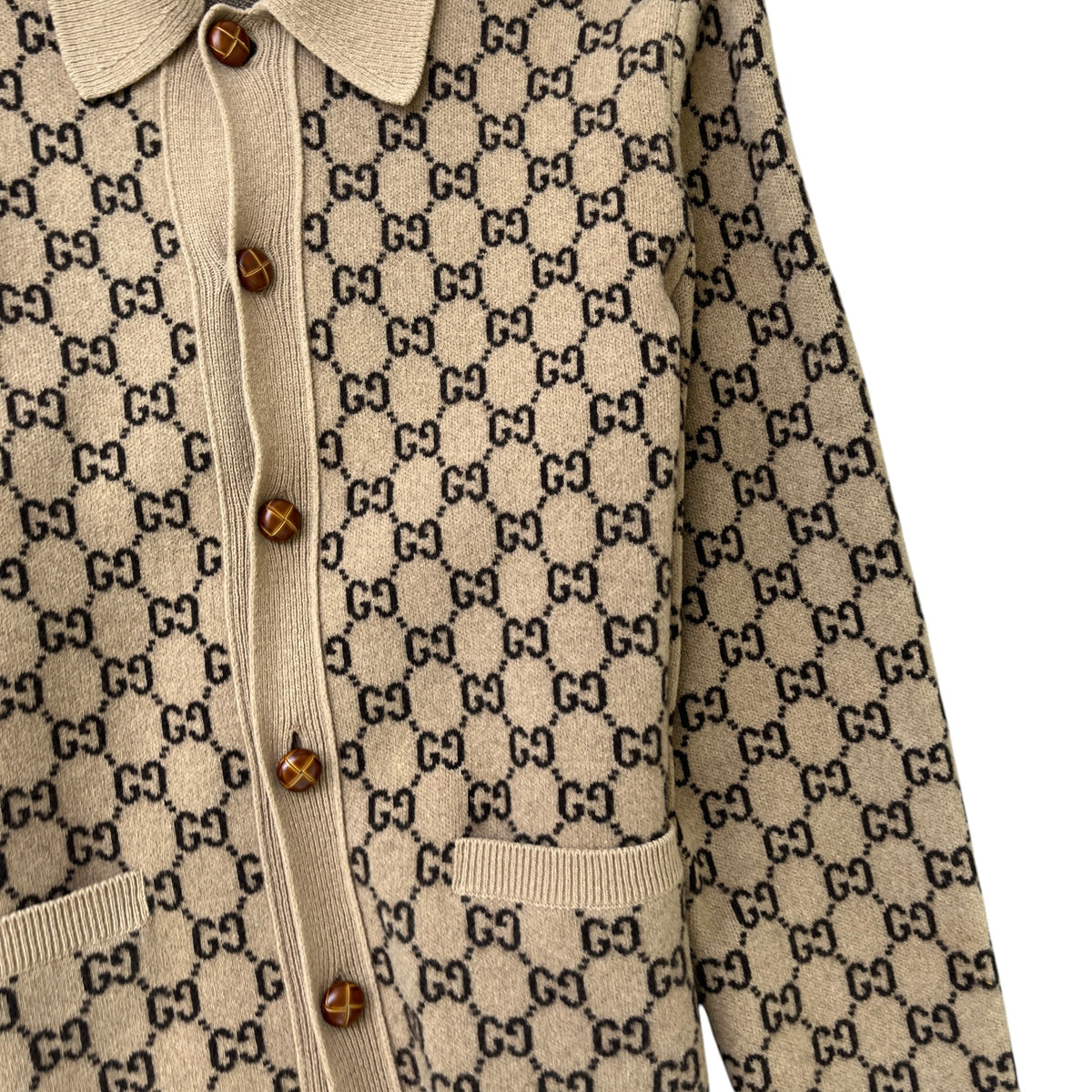 Men's GG Supreme Cardigan Beige Size XL - Photo 5