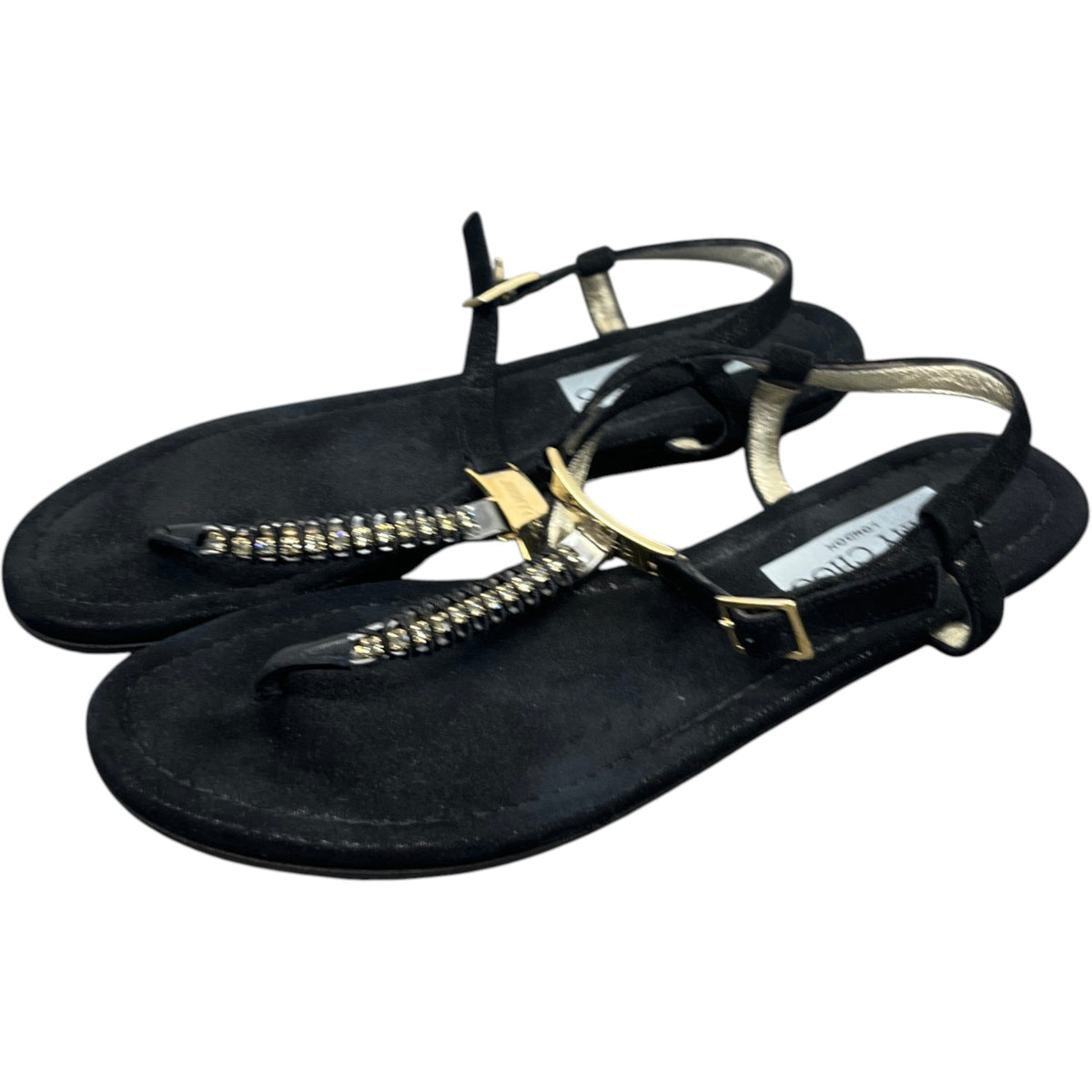 Women's Flat Thong Embellished Sandals Black Size UK 3.5 / EU 36.5 - Photo 8