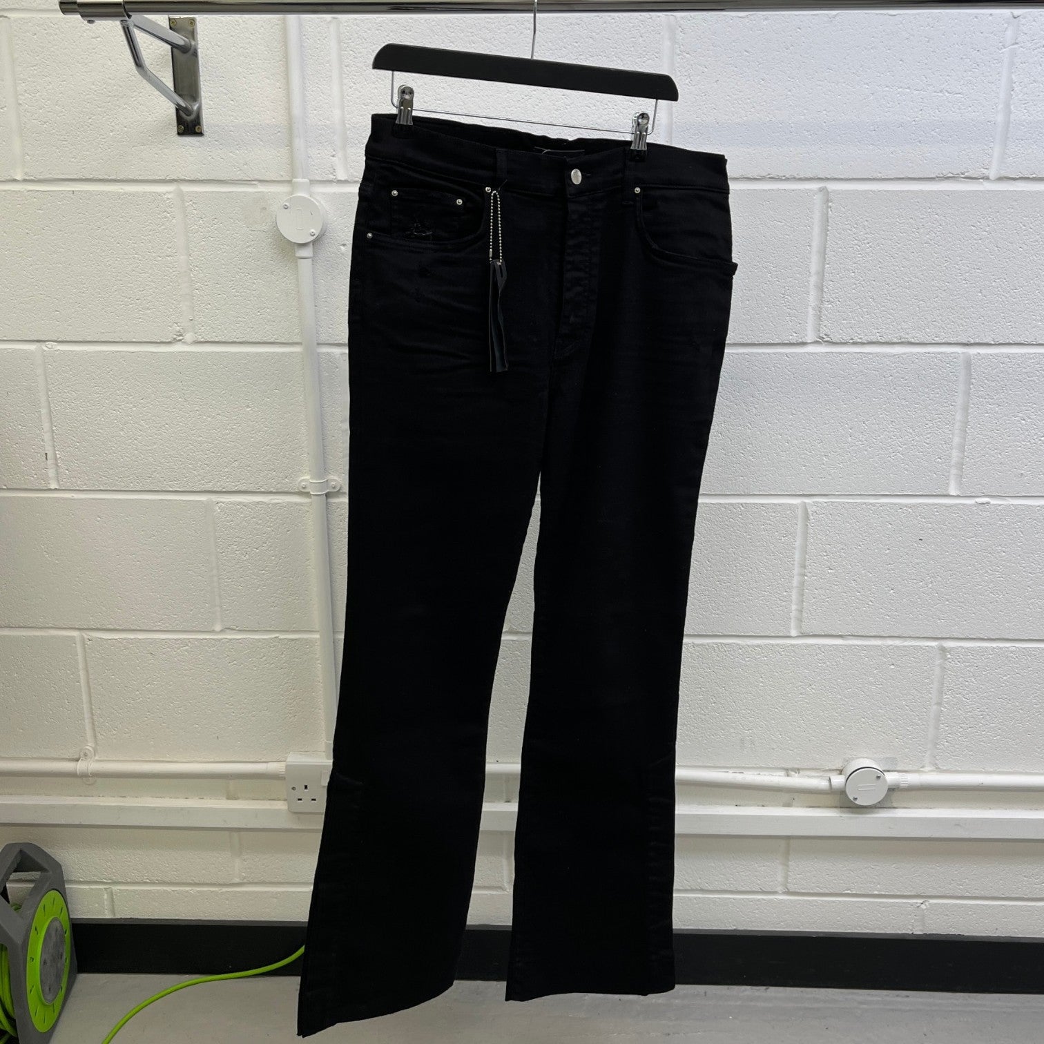 Men's Stacked Flared Jeans Black Size Waist 32" - Photo 9