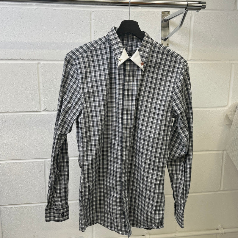 Men's Star Collar Long Sleeve Shirt Grey Size S