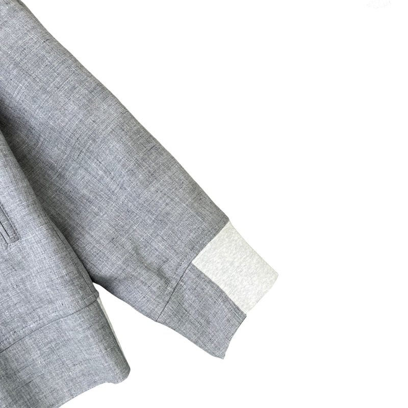 Men's Linen & Silk Bomber Jacket Grey Size XL