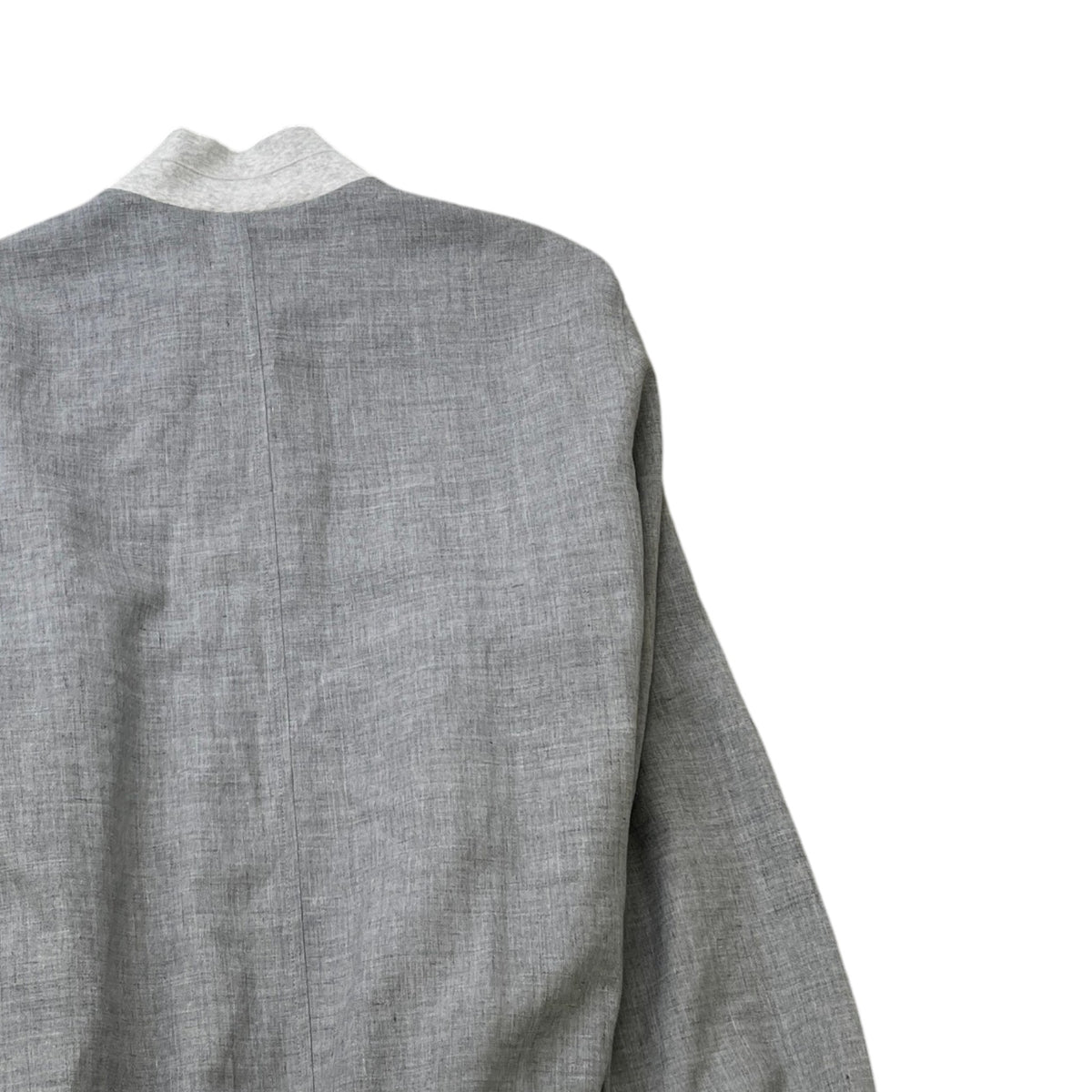 Men's Linen & Silk Bomber Jacket Grey Size XL - Photo 4