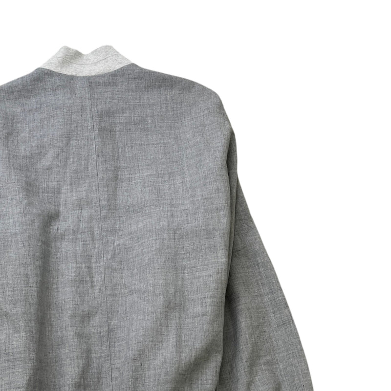 Men's Linen & Silk Bomber Jacket Grey Size XL
