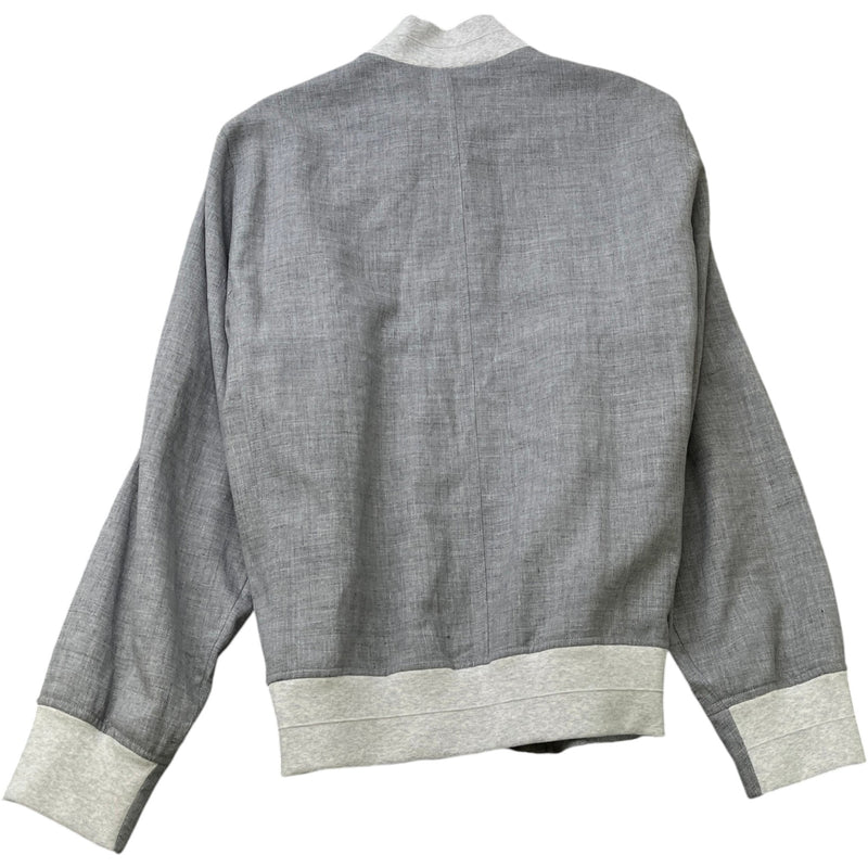 Men's Linen & Silk Bomber Jacket Grey Size XL