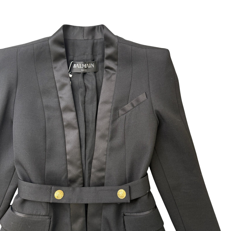 Women's Double Breasted Belted Blazer Jacket Black Size IT 38 / UK 6