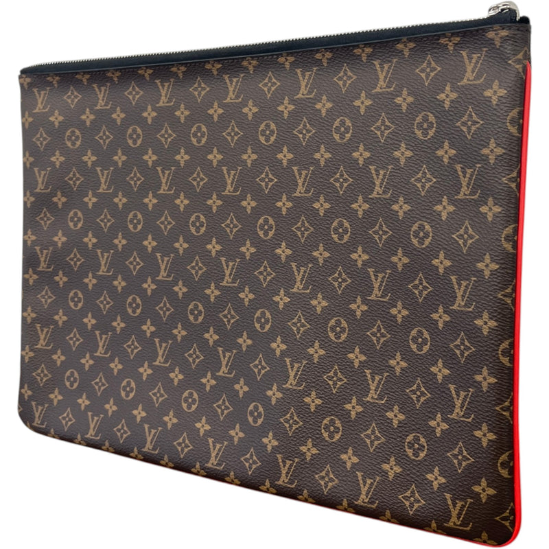 Men's Pochette A4 Multipocket Monogram Pouch Brown