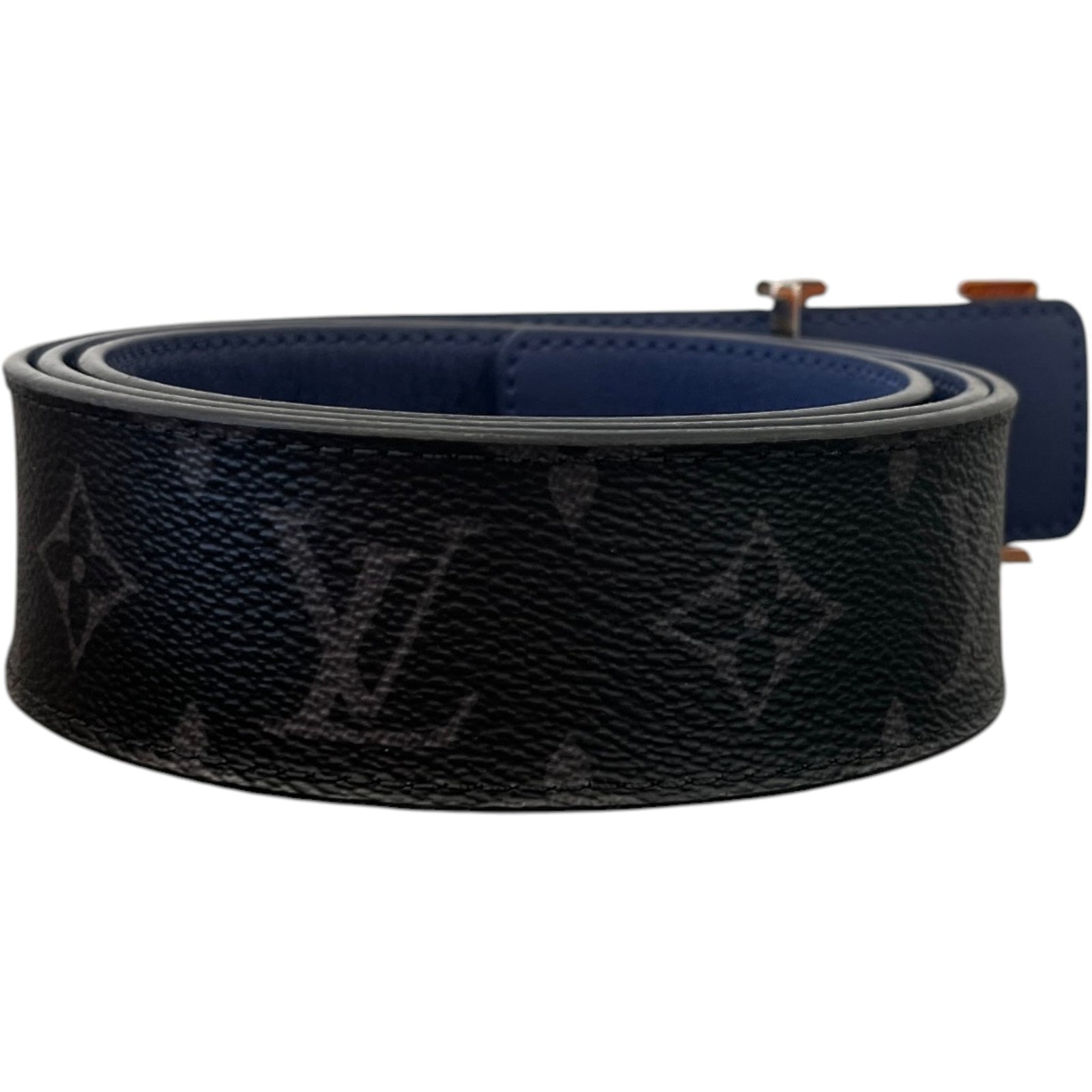 Men's Lv Reversible Monogram Eclipse Belt Black Size Waist 34" - Photo 3