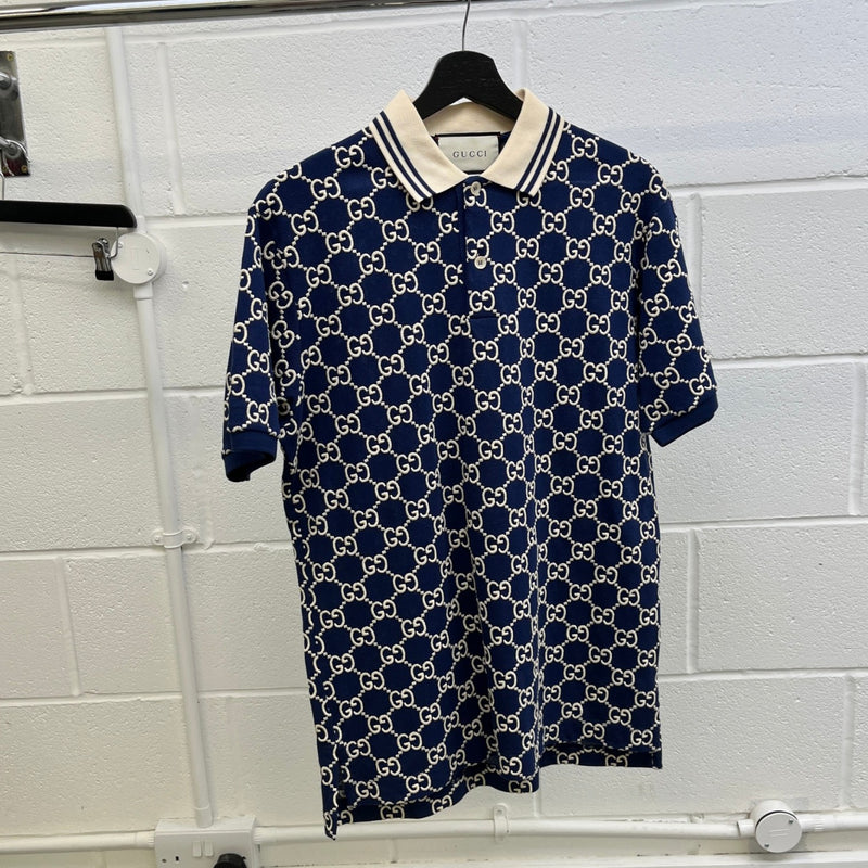 Men's Gg Supreme Polo Shirt Navy Size XS