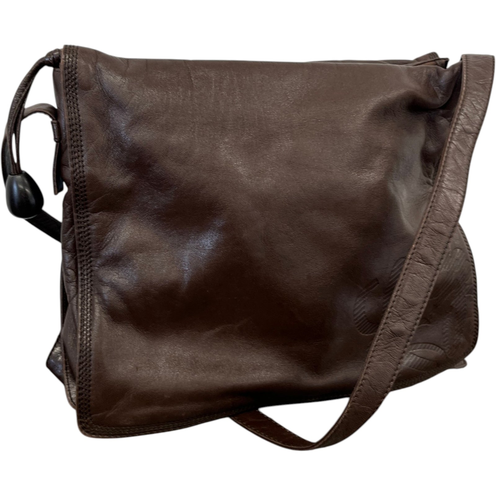 Women's Embossed Anagram Shoulder Bag Brown - Photo 5