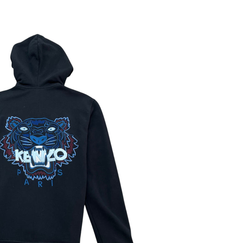 Men's Embroidered Tiger Hoodie Black Size XS