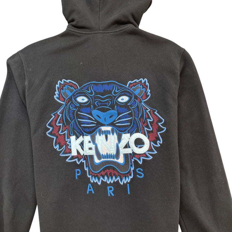 Men's Embroidered Tiger Hoodie Black Size XS