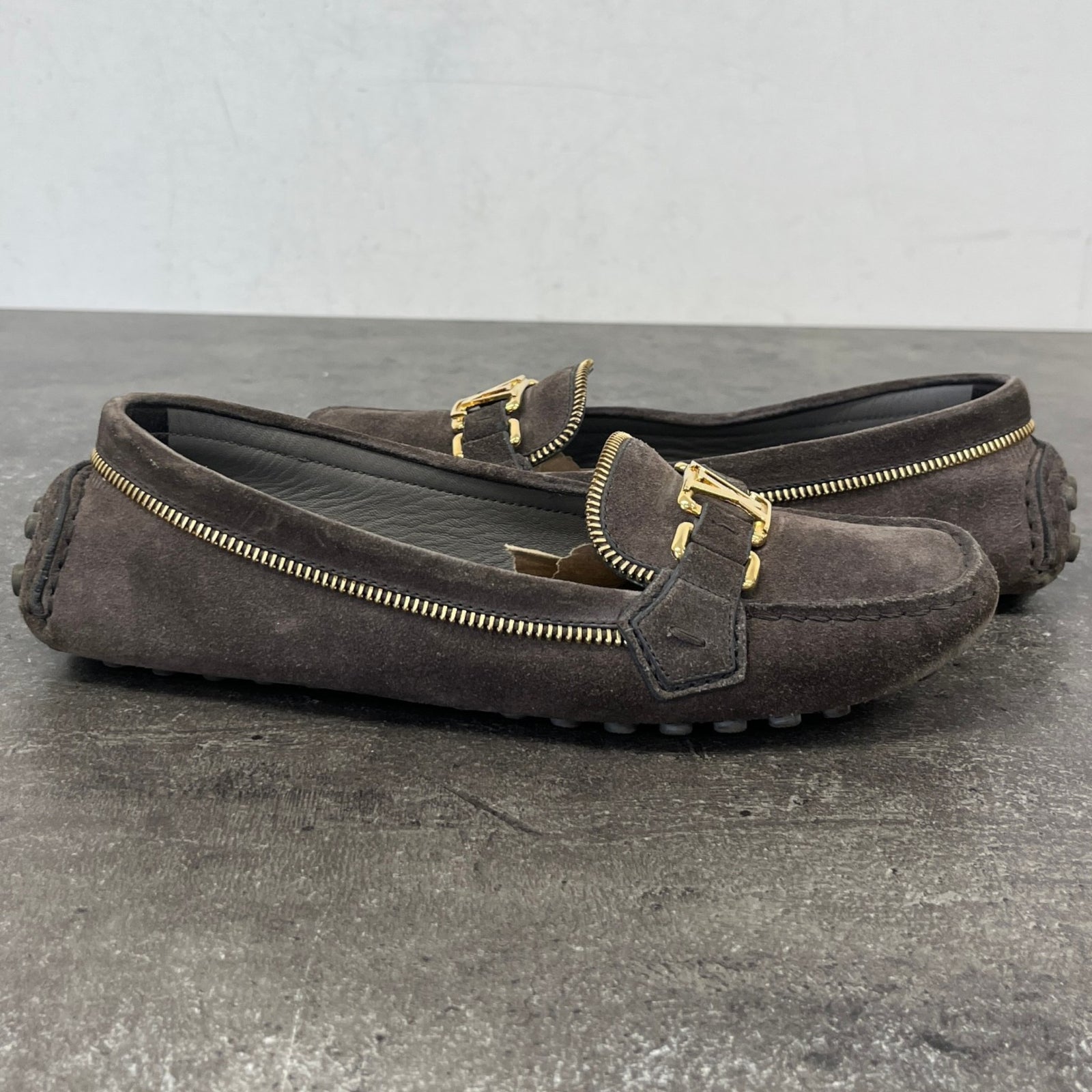 Women's Zipper Oxford Loafers Grey Size UK 4 / EU 37 - Photo 11