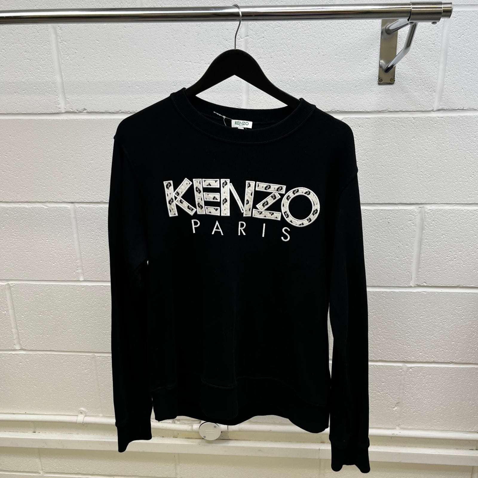 Men's Embroidered Logo Sweatshirt Black Size L - Photo 8