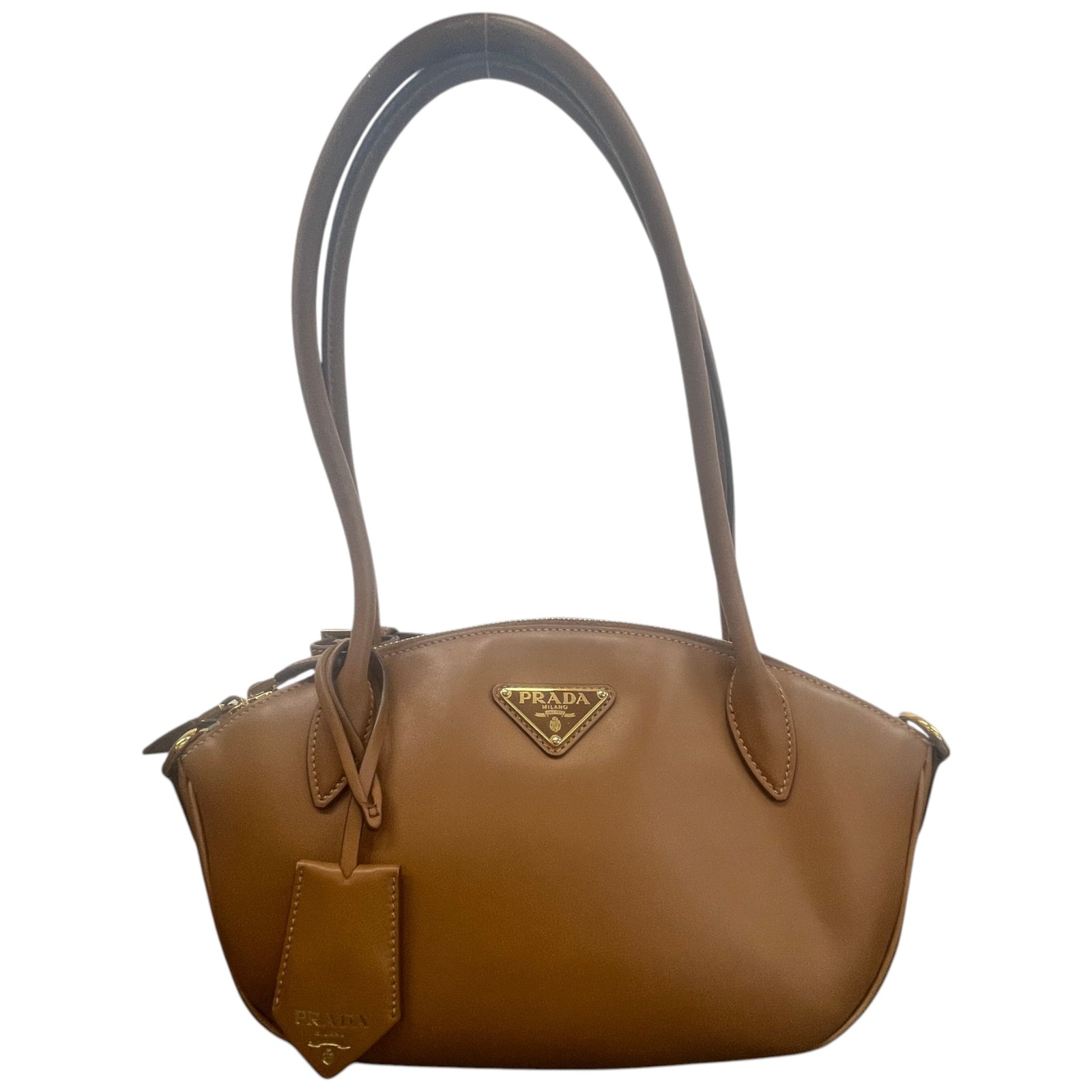 Prada Women's Plaque Logo Handbag Brown - Photo 1