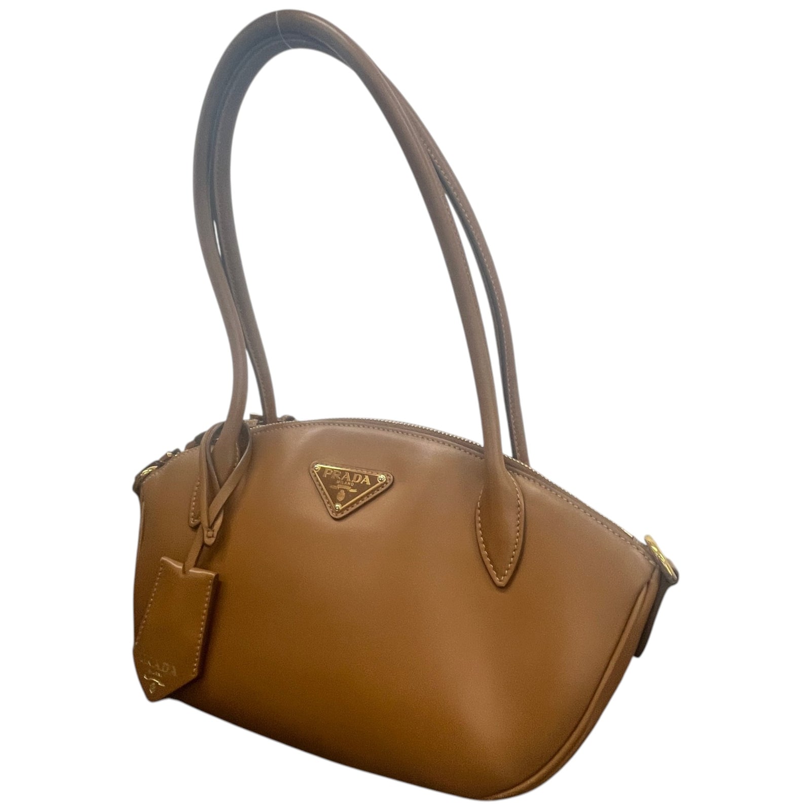 Prada Women's Plaque Logo Handbag Brown - Photo 4