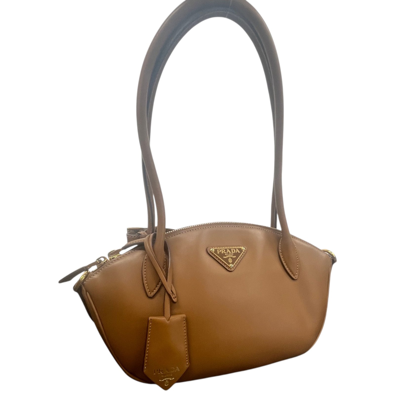 Prada Women's Plaque Logo Handbag Brown - Photo 5