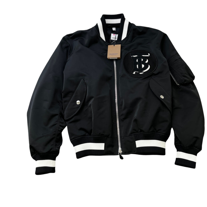 Men's Applique Logo Varsity Jacket Black Size S