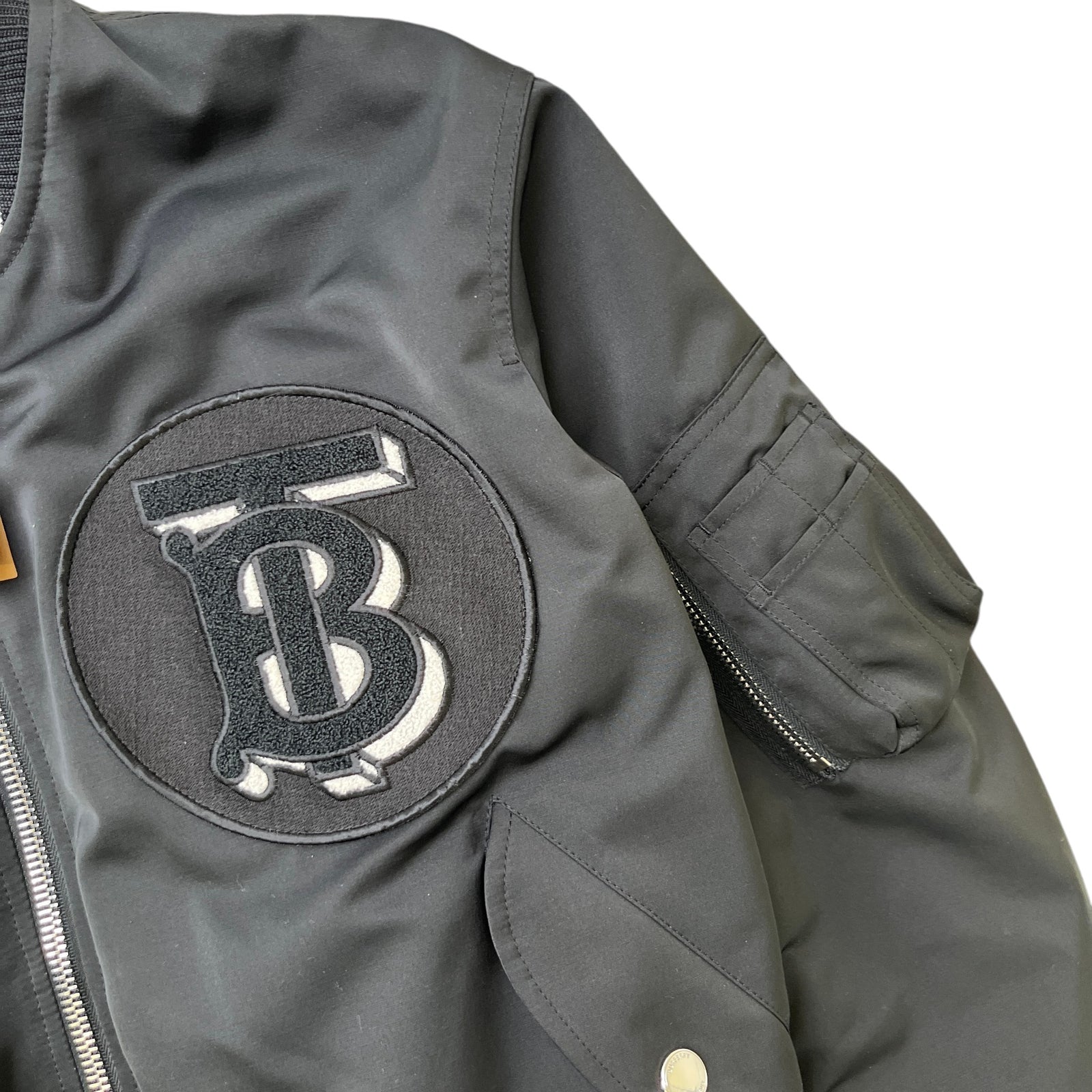 Men's Applique Logo Varsity Jacket Black Size S - Photo 5