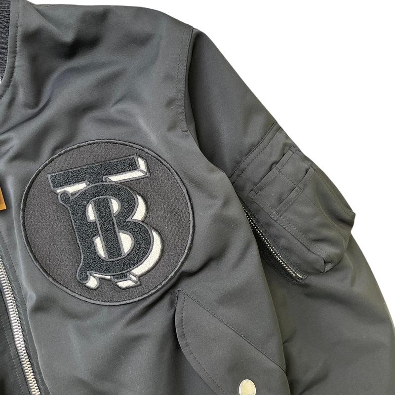 Men's Applique Logo Varsity Jacket Black Size S