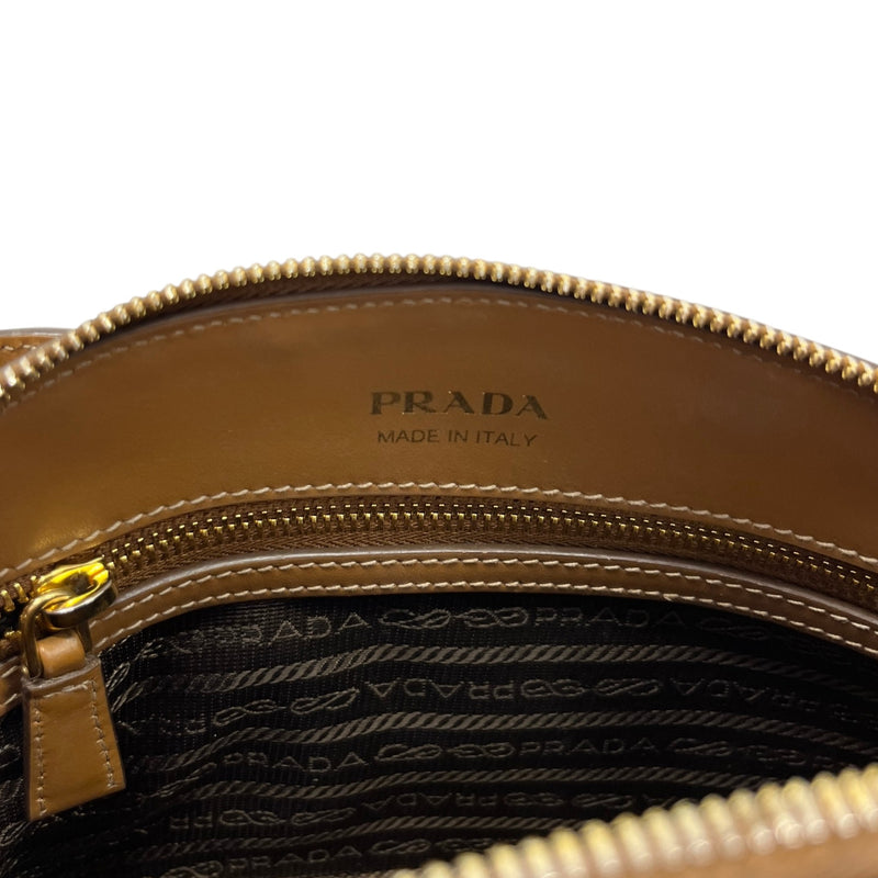 Prada Women's Plaque Logo Handbag Brown