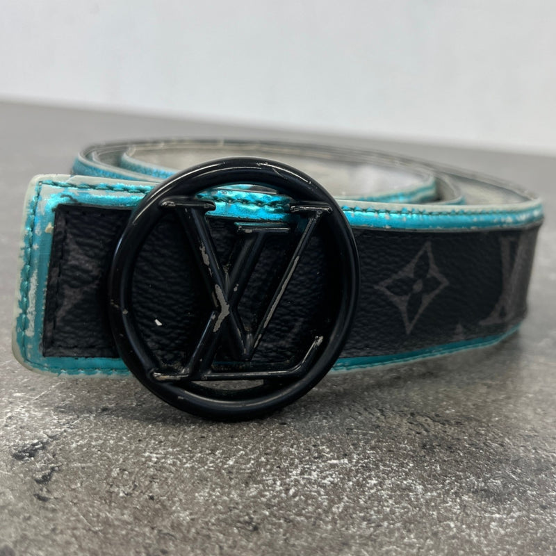Men's Reversible LV Circle Monogram Eclipse Belt Black Size 34"