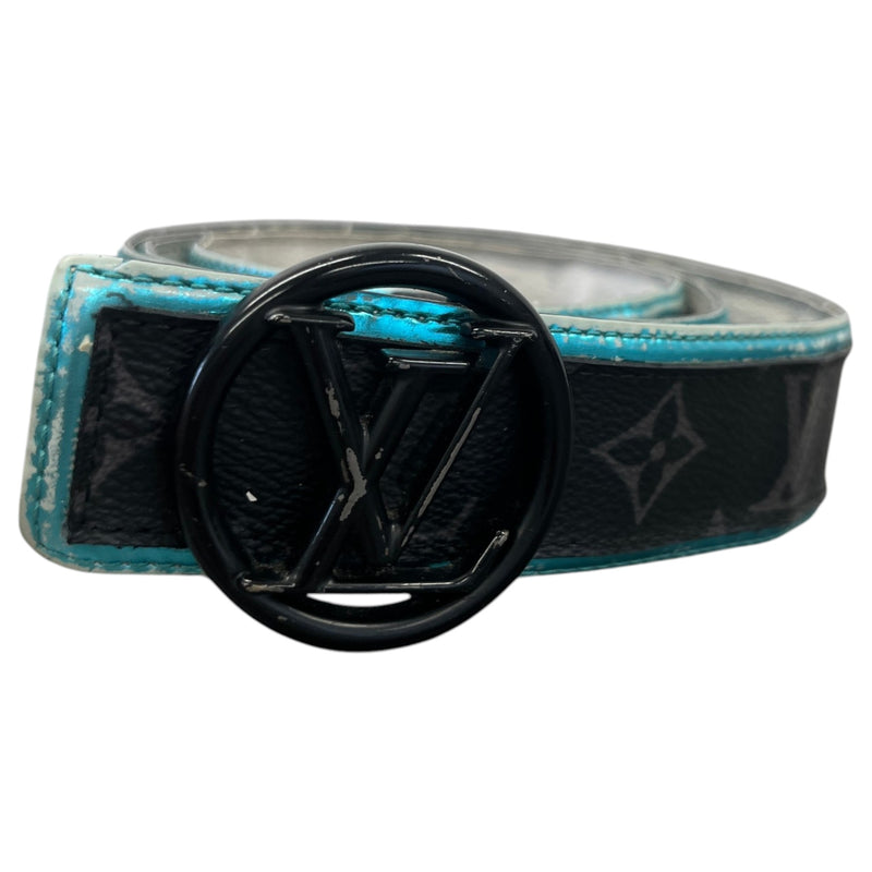 Men's Reversible LV Circle Monogram Eclipse Belt Black Size 34"