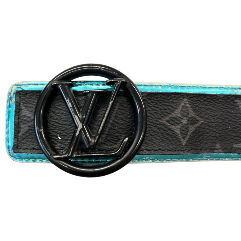 Men's Reversible LV Circle Monogram Eclipse Belt Black Size 34"
