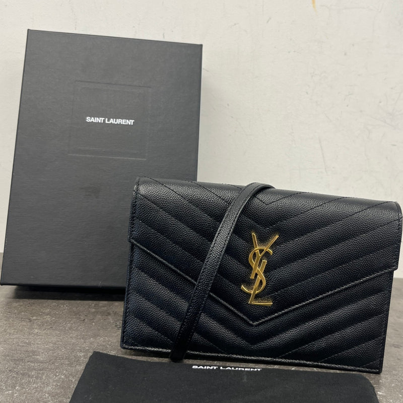 Saint Laurent Women's Cassandre Envelope Wallet On Chain Bag Black