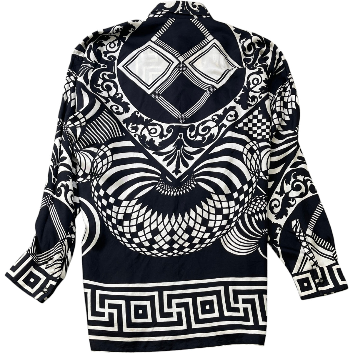 Men's Baroque Print Long Sleeve Shirt Black Size 5XL - Photo 2