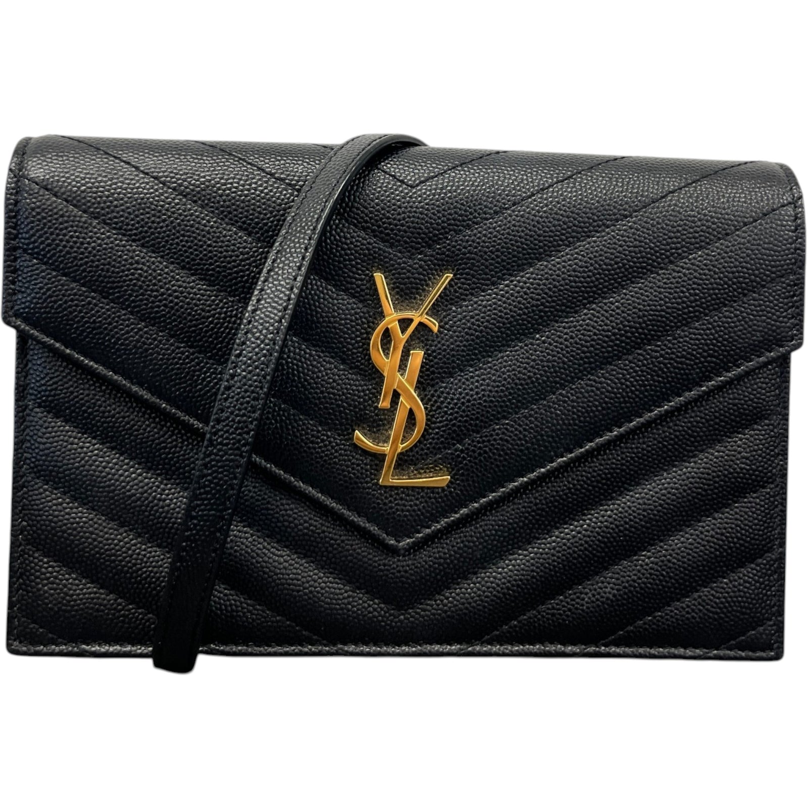 Saint Laurent Women's Cassandre Envelope Wallet On Chain Bag Black - Photo 1