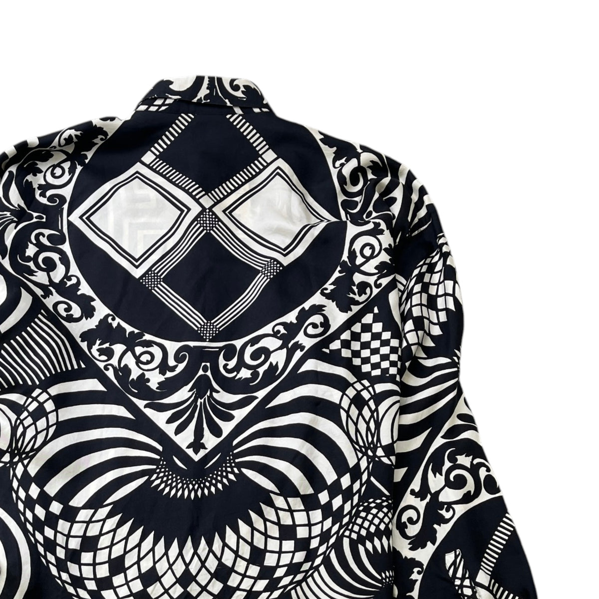 Men's Baroque Print Long Sleeve Shirt Black Size 5XL - Photo 4