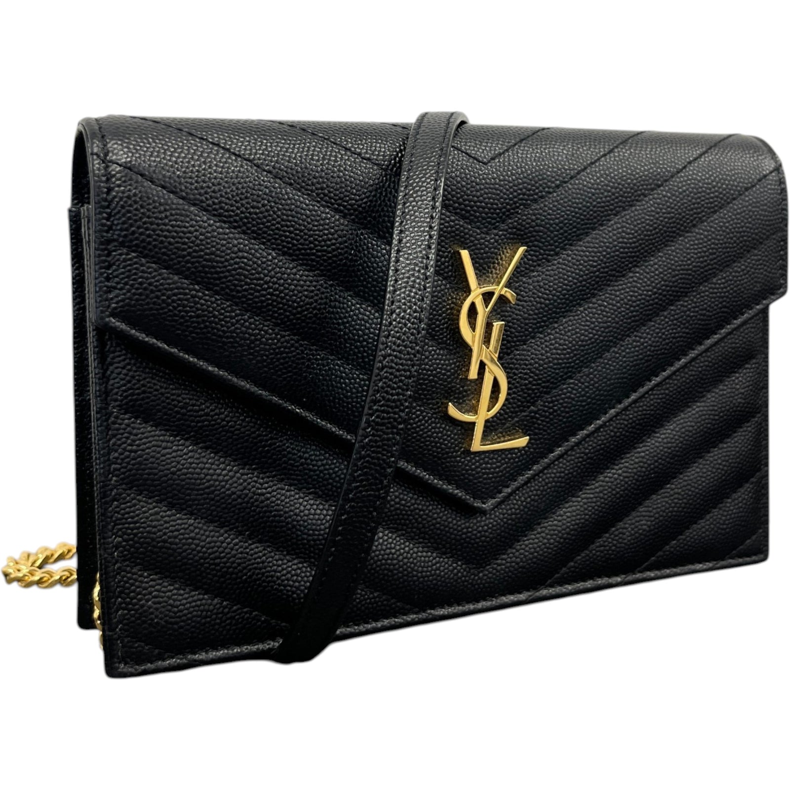Saint Laurent Women's Cassandre Envelope Wallet On Chain Bag Black - Photo 4