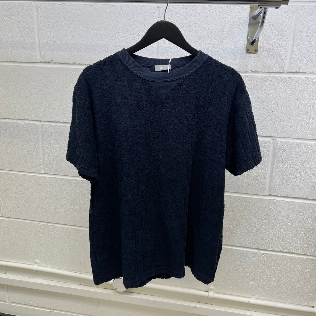 Men's Oblique Towelling T-Shirt Navy Size M - Photo 9