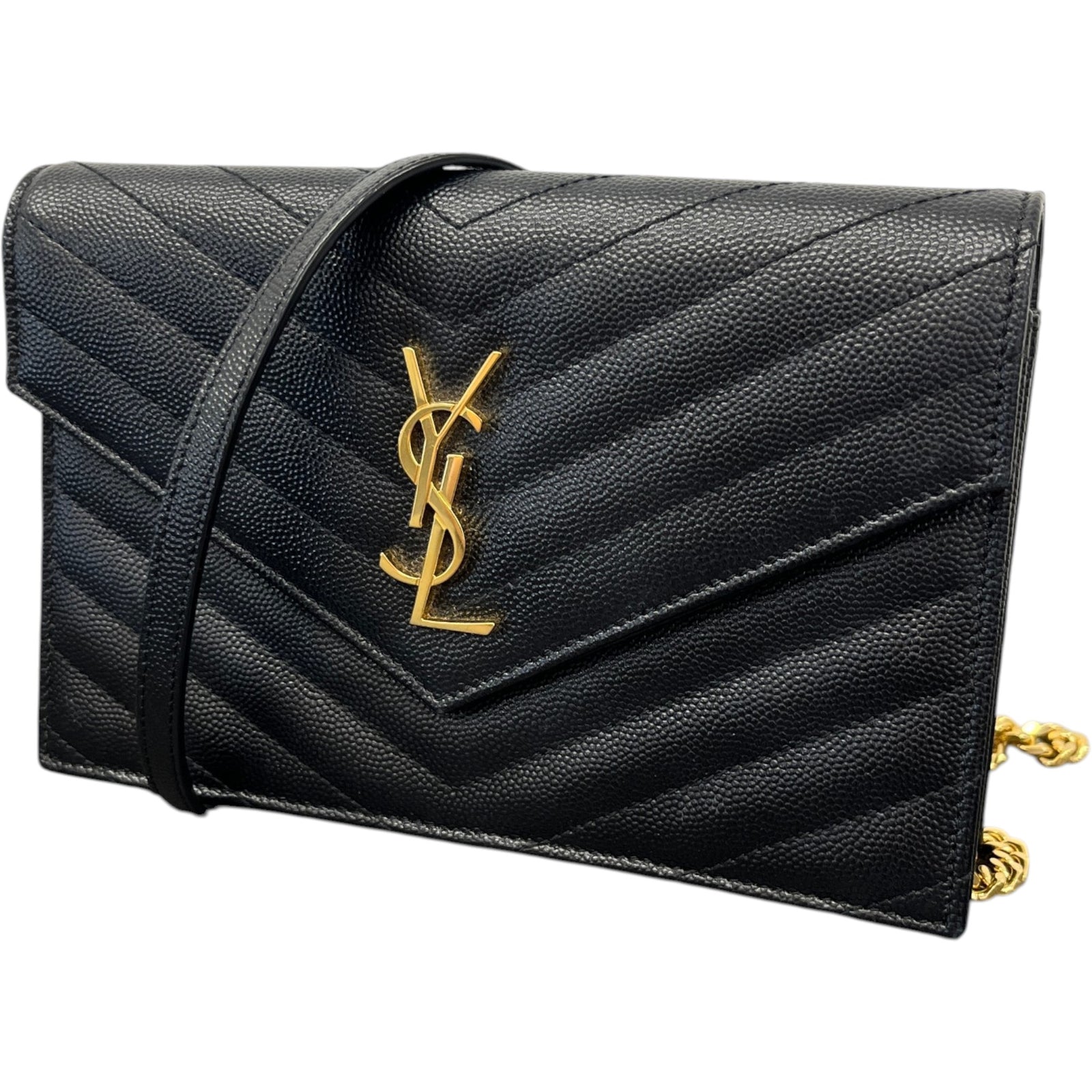 Saint Laurent Women's Cassandre Envelope Wallet On Chain Bag Black - Photo 5