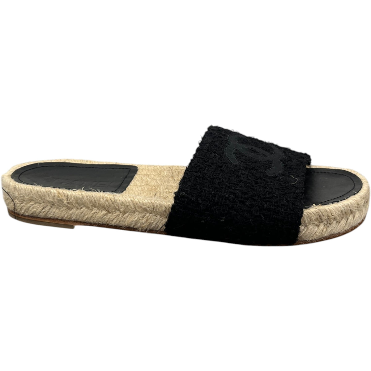 Women's CC Tweed Espadrilles Slides Black Size UK 2 / EU 35 - Photo 1