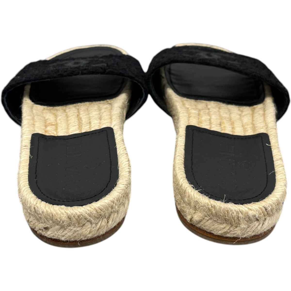 Women's CC Tweed Espadrilles Slides Black Size UK 2 / EU 35 - Photo 6