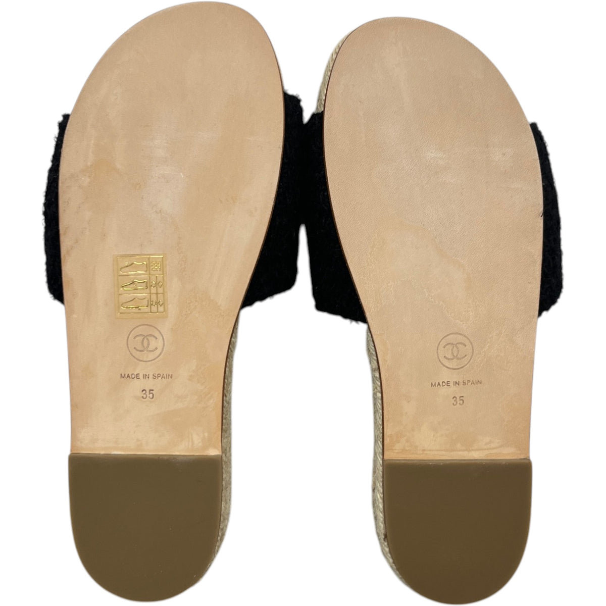 Women's CC Tweed Espadrilles Slides Black Size UK 2 / EU 35 - Photo 10