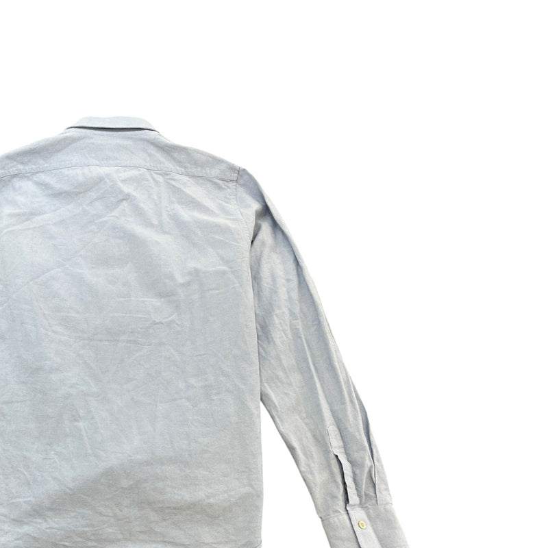 Men's Embroidered Bee Logo Long Sleeve Shirt Blue Size M