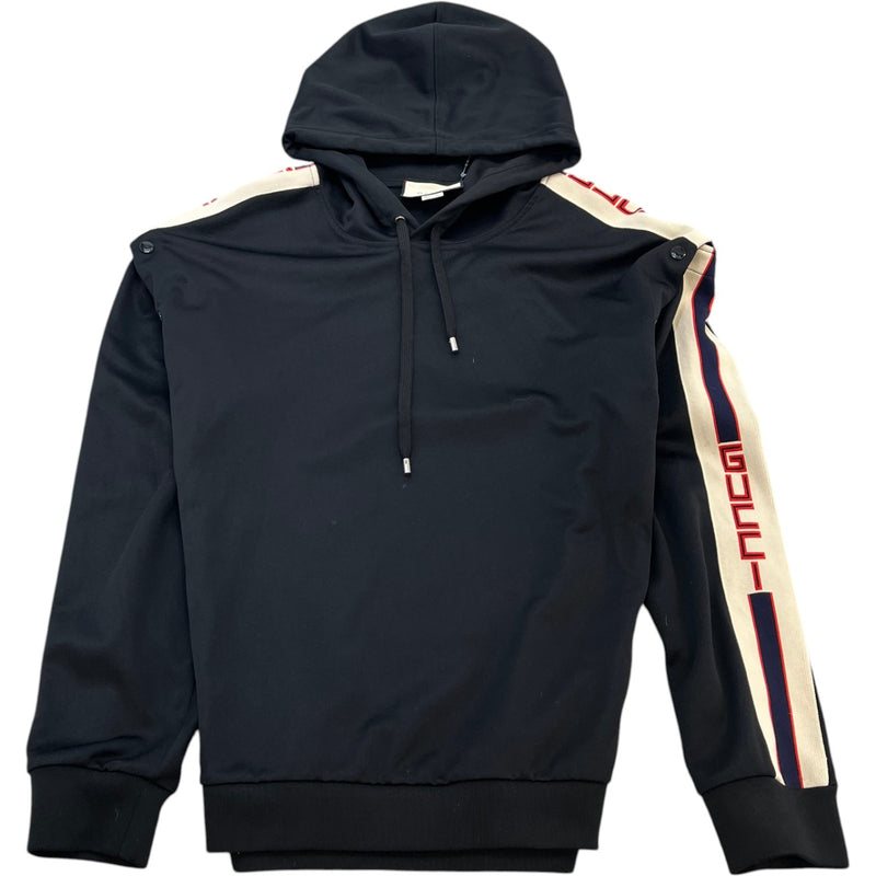 Men's Gg Tape Logo Hoodie Black Size L