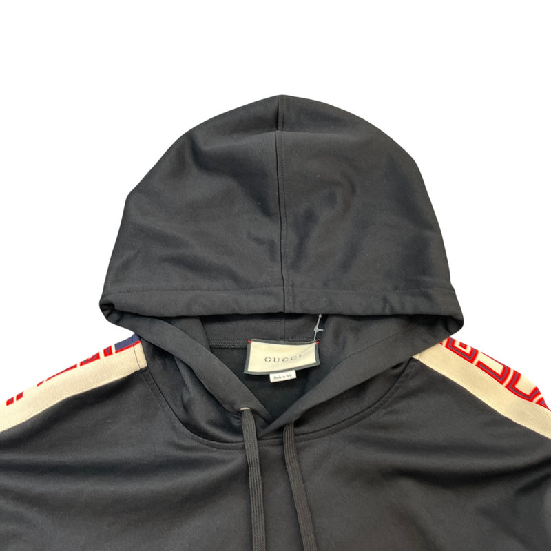 Men's Gg Tape Logo Hoodie Black Size L